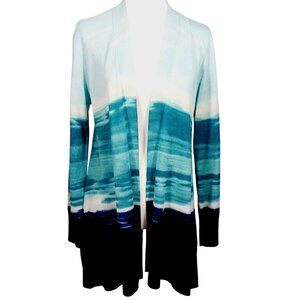 Chico's  Cardigan, Spun Rayon, Hanky Hem, Ombre Ocean Blues,  Small, Light Knit